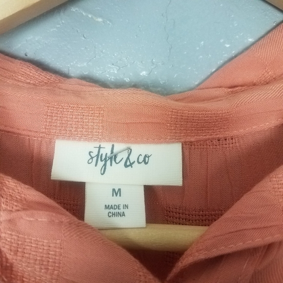 Style & Co Button-up Tie Front Long Sleeve Shirt - Picture 7 of 7